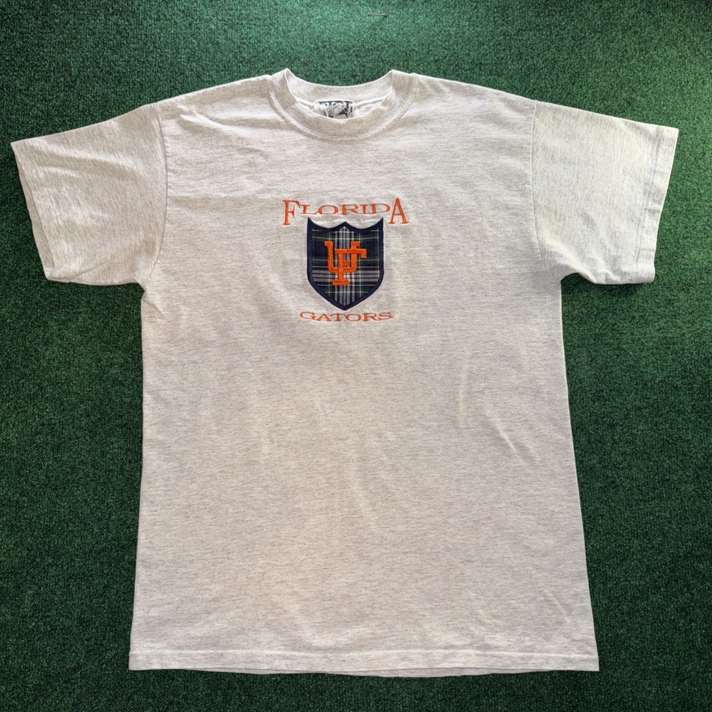 Vintag Florida Gators Embroidered T Shirt Wolf Men's M Gray Shirt Made In USA